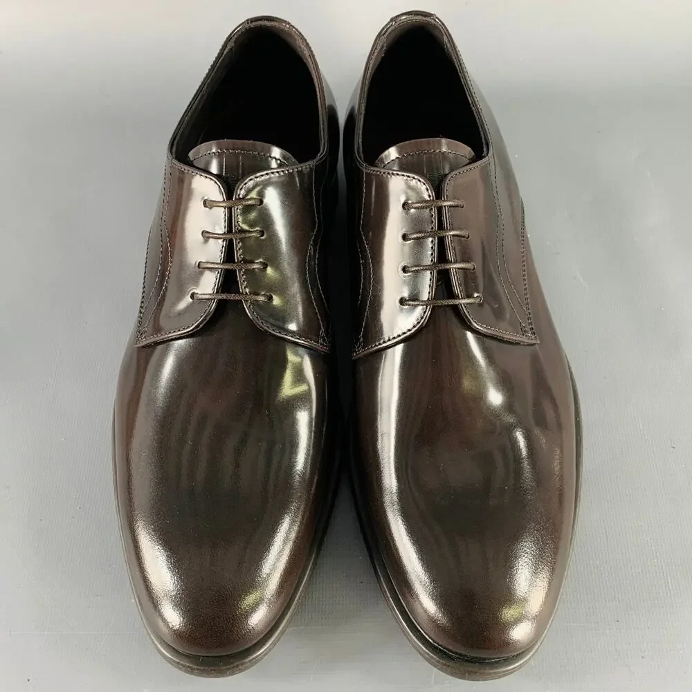 ARMANI COLLEZIONI Size 7.5 Brown Leather Derby Lace-Up Shoes